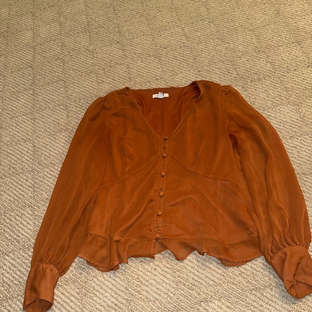 Women's Rust Button-Up Blouse